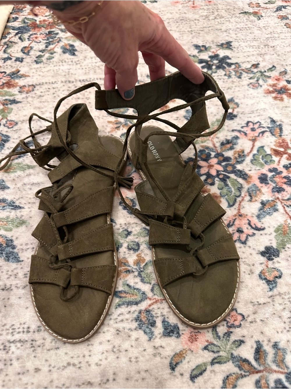 Old Navy Olive Lace-Up Gladiator Sandals